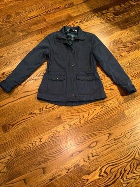 L.L. Bean Navy Utility Jacket with Plaid Lining Gorpcore